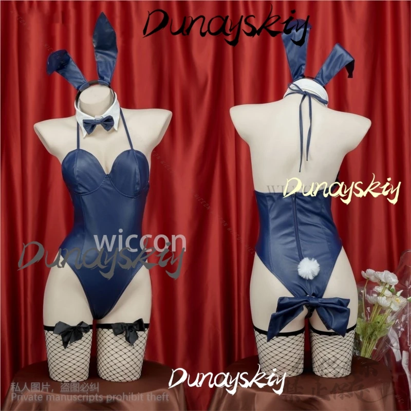 أنيمي الأزرق الأرشيف تأثيري Asuma Toki زي شعر مستعار الأرنب الفتيات بذلة لطيف آذان أرنب Bowknot الذيل للنساء مخصصة