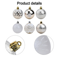 16Pcs 6CM Champagne Gold And White Christmas Balls Decoration Xmas Tree Pendant Champagne Gold And White Christmas Ball Ornament