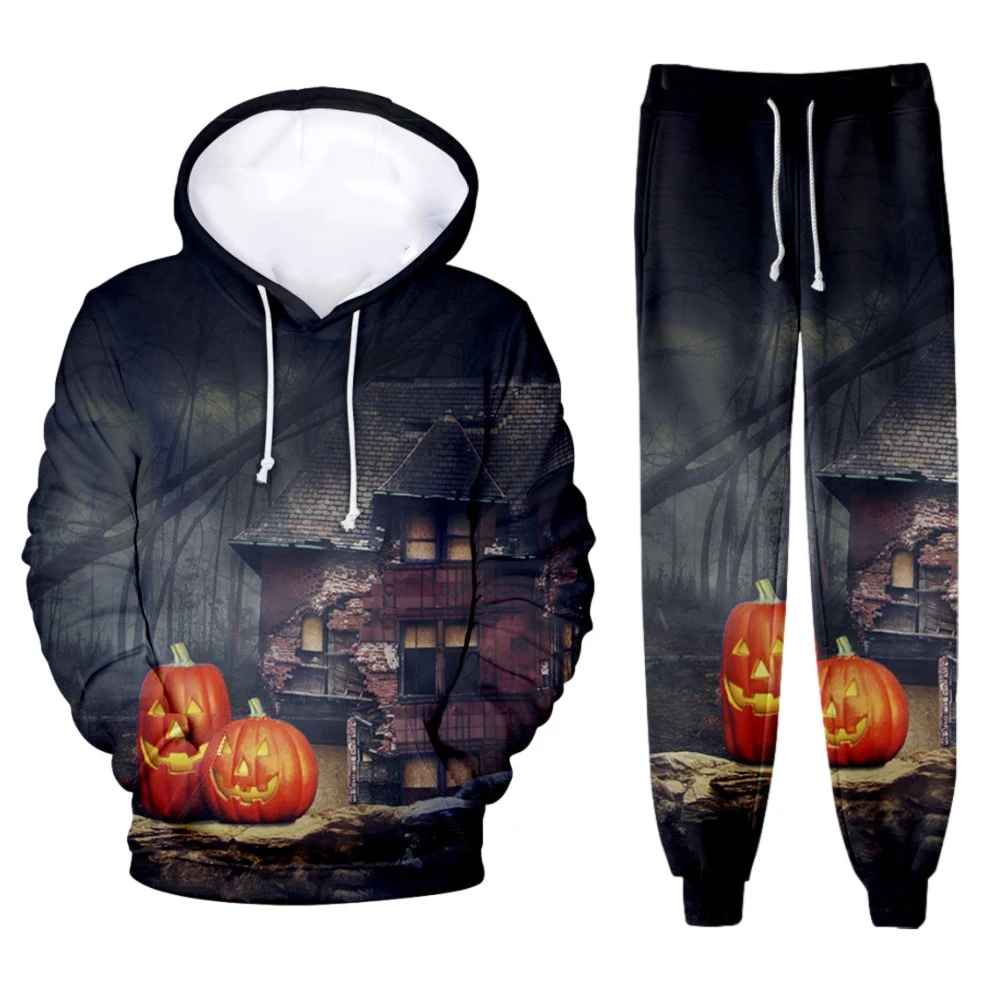 

Men's Halloween 3D Printed Hoodie Tracksuit Autumn Winter Festive Street Party Fun Suit Set Unisex