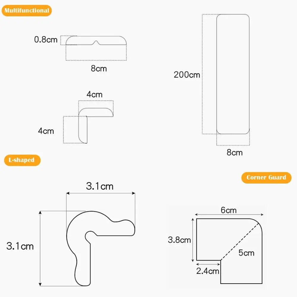 2m Desk Edge Guard Strip Baby Safety Self Adhesive Anti Collision Cushion Thickend Soft Wall Corner Protector