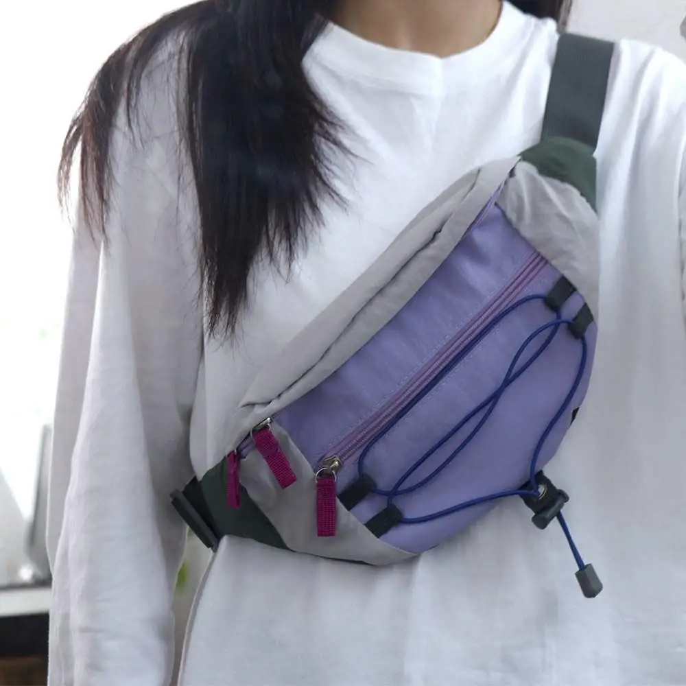 

Patchwork Contrast Color Men Chest Bag Y2k Nylon Outdoor Waist Bag Multi Functional Adjustable Strap Sports Walking Bag