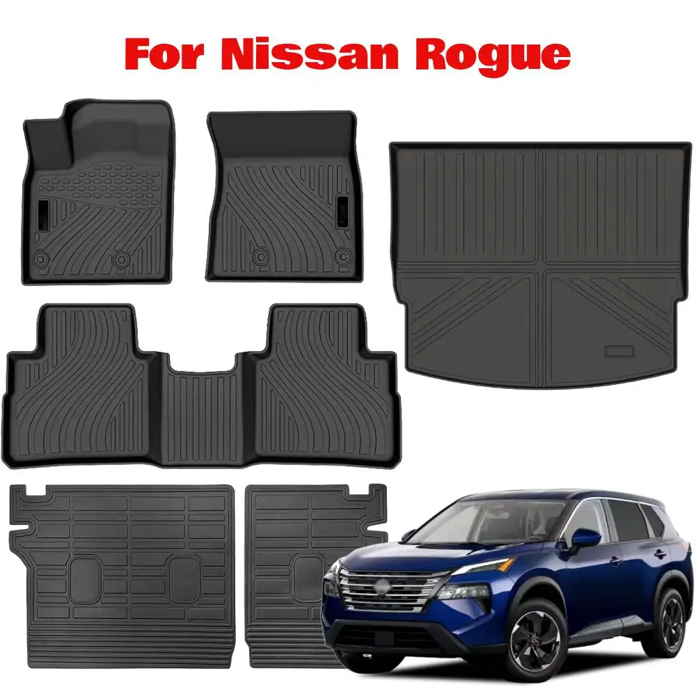

Floor Mats Custom for Nissan Rogue 2021-2024 2025 Trunk Mat Backrest Mat (NOT for Sport) TPE Cargo Liner Anti-Slip for Rogue