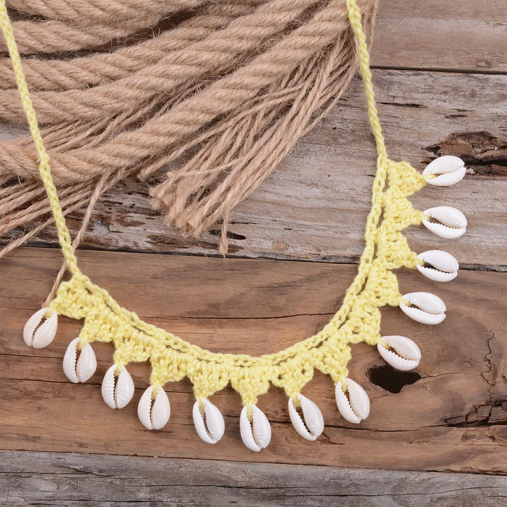 Summer Hot Fashion Shell Choker Necklace for Women Seashell Rope Chain Necklace Statement Choker Hawaiian Beach Jewelry