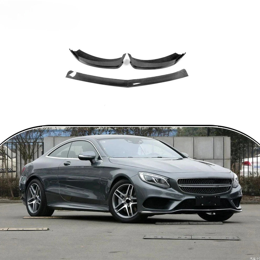 S500 S550 Carbon Fiber Front Bumper Lip Spoiler for Mercedes-Benz S Class W217 C217 Sport Coupe 2014-2017