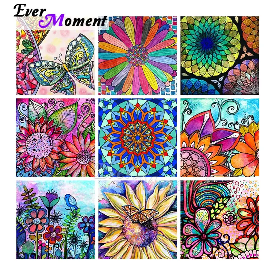 Ever Moment Diamond Painting Display Colorful Floral Plant 3D Full Square Round Drills Decoration Artwork Mosaic Resin ASF2267