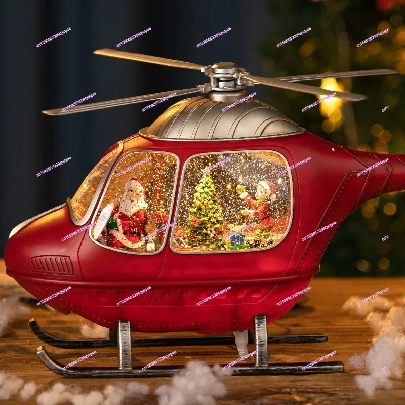 Christmas Train Helicopter Music Box Music Box Spinning Snow Crystal Ball Children Friends Gifts