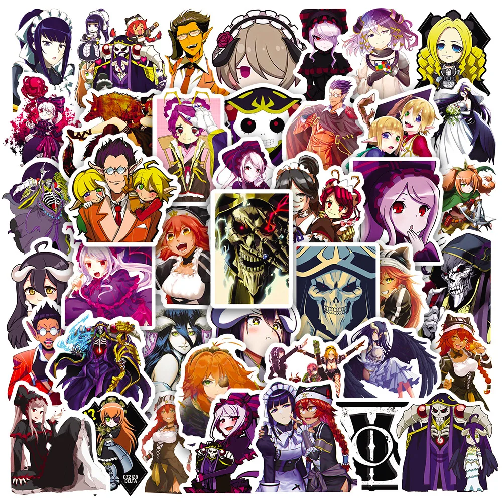 50pcs OVERLORD Graffiti Sticker Luggage Notebook Computer Waterproof Sticker Decoration Supplies