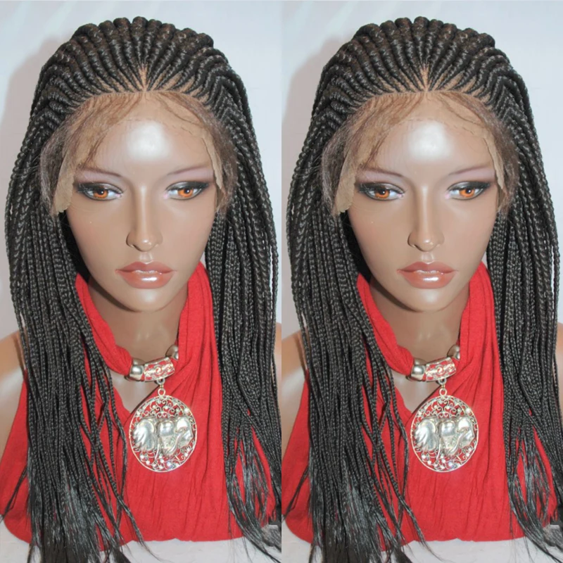 Box Braided Wigs Cornrow Braid Wig New Synthetic Lace Frontal Wigs for Black Women Knotless Braids Party Wig Baby Hair Daily Use