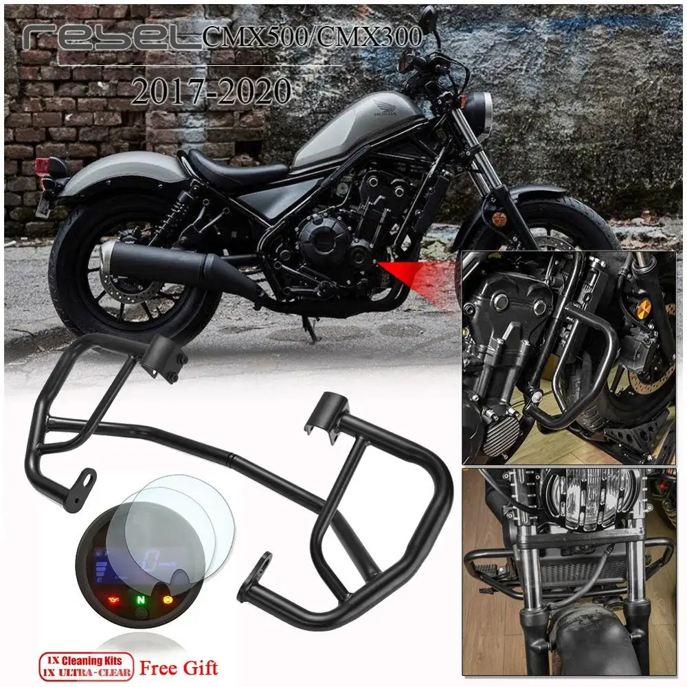 

Motorcycle Accessories Crash Bar Engine Guard Frame Bumper Falling Protector For 2017-2024 2018 2019 Honda Rebel 500 CMX CMX500