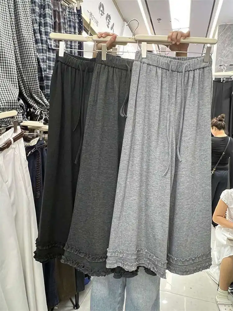 

Женские широкие брюки больших размеров с утепленной флисовой подкладкой, свободные, удобные, осенне-зимние, повседневные, с высокой талией, на резинке