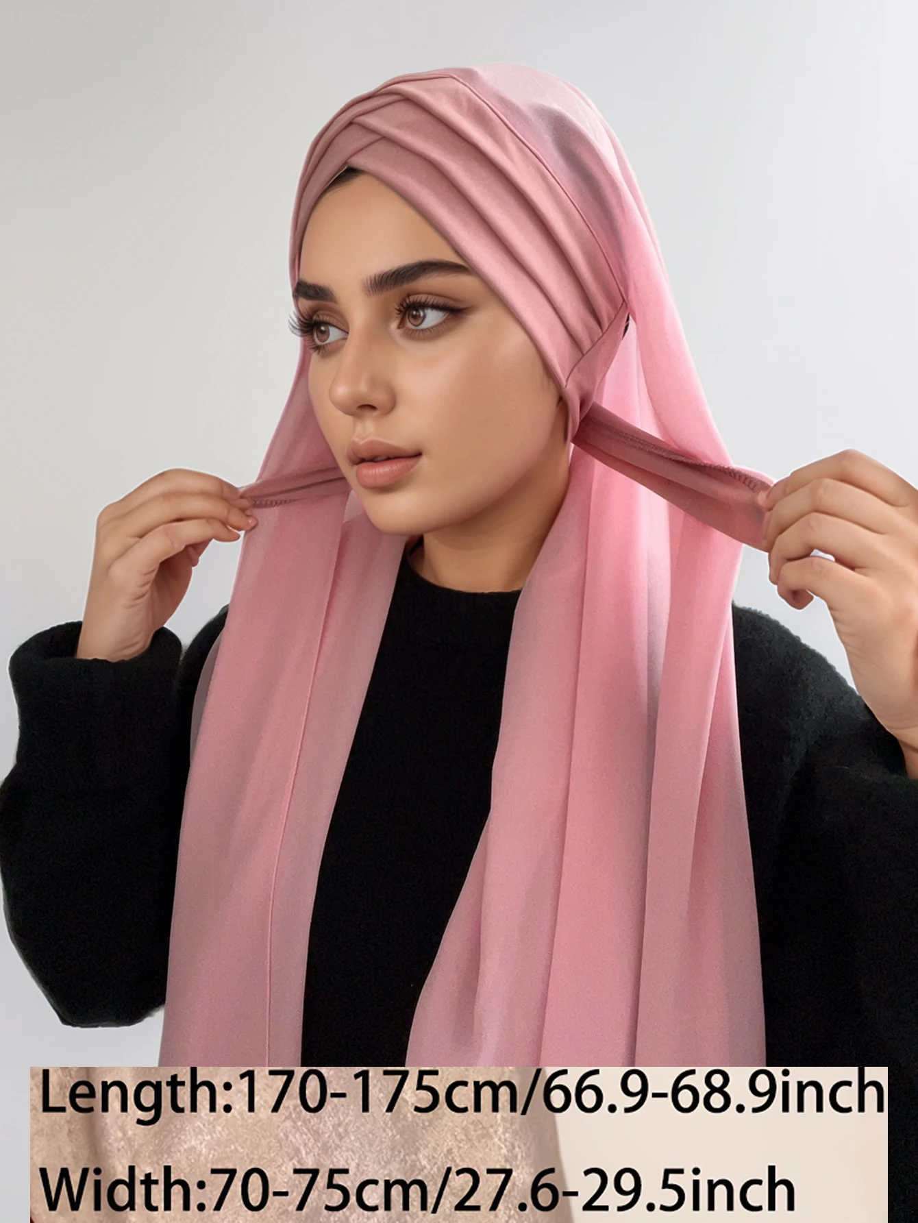 Musulmano Croce Tie Chiffon Hijab istantaneo Buone punto Sciarpa Morbido turbante Tinta unita Fascia Avvolge Foulard Scialli Fornitore