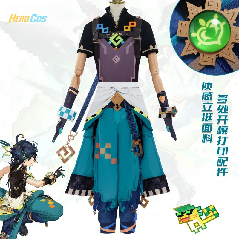 

Game Genshin Impact Kinich Cosplay Full Set Cosplay Costume Satellite Character Outfit for Men Anime Party Suit