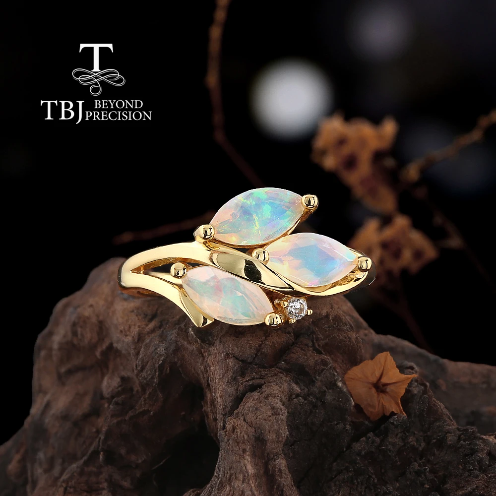 Colorful Natural Marquise 4*8mm Opal Ring for Women October Birthstone 925 Sterling Silver Fine Jewelry Anniversary Gift - view 2