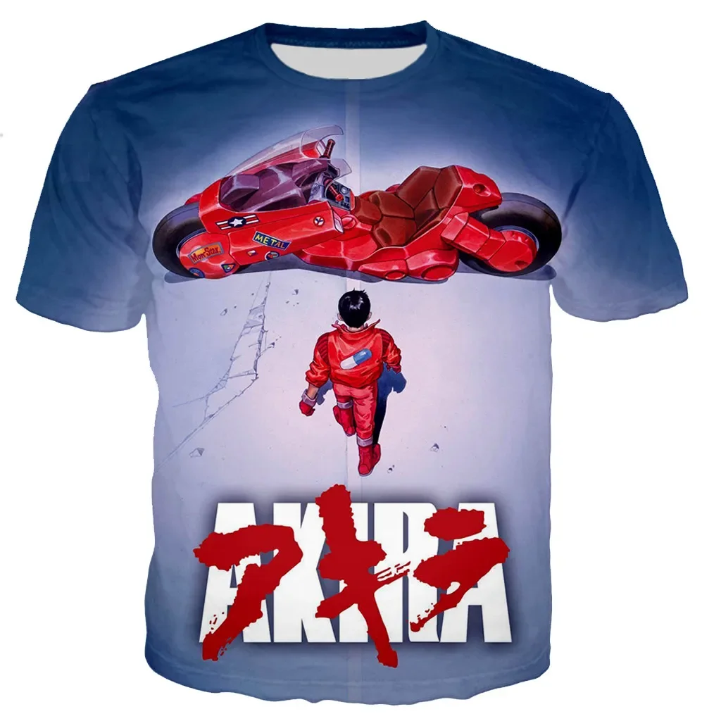 

Популярная футболка Akira с 3D принтом для мужчин и женщин, летняя модная повседневная футболка в стиле Харадзюку, уличный Топ оверсайз с круглым вырезом
