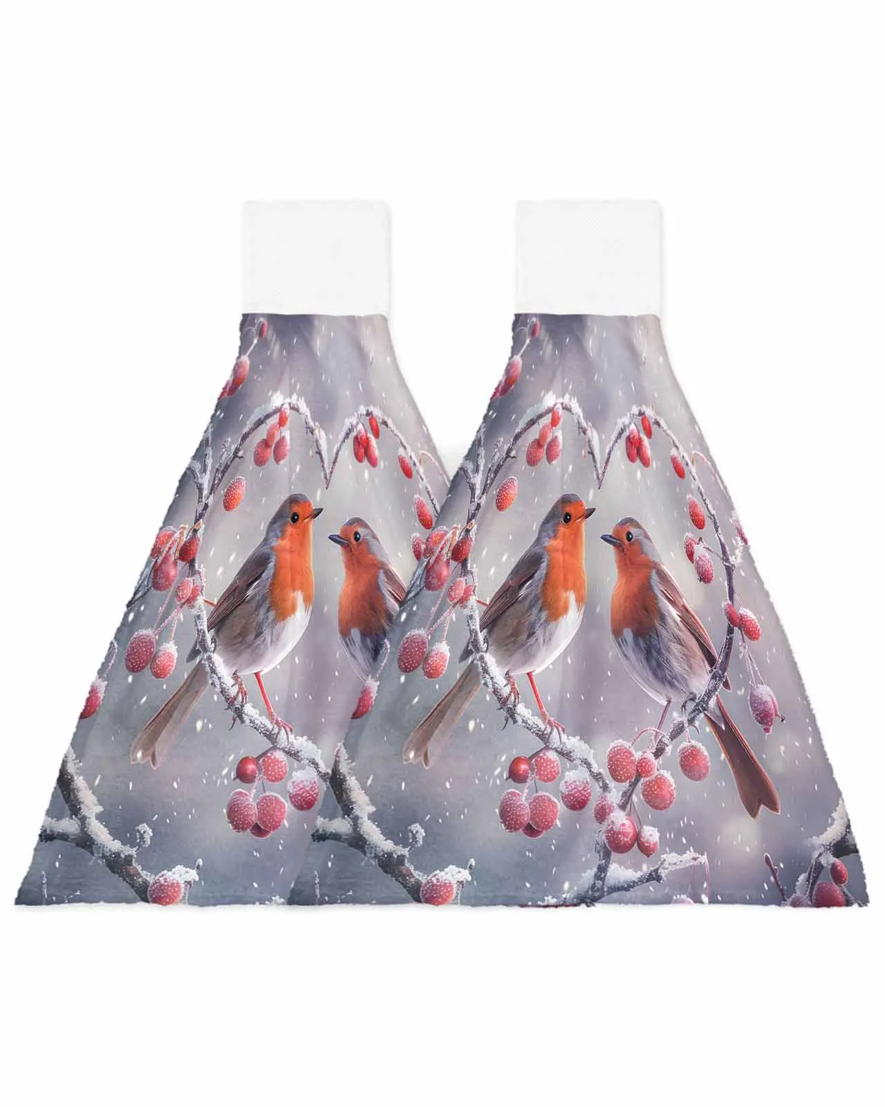 Christmas Snowflake Bird Red Fruit Love Towel Bathroom Supplies Soft Absorbent Towel Kitchen Accessories Cleaning Dishcloths