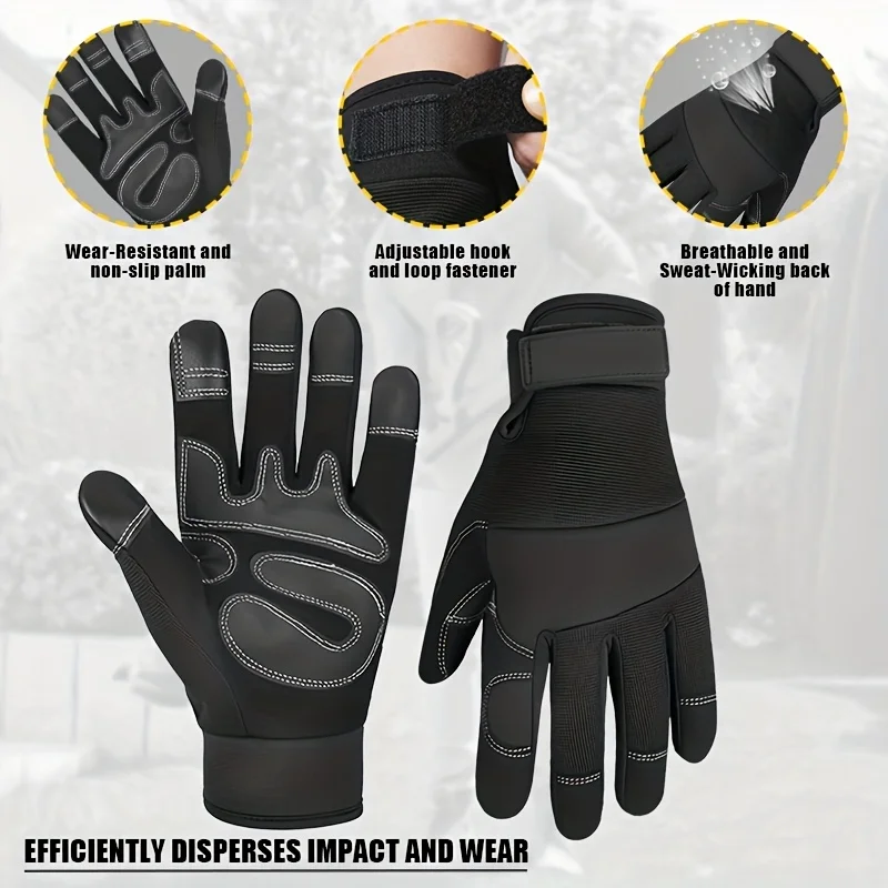 Work Gloves Touchscreen Utility Outdoor Gloves Ultra-Soft Lightweight and Snug Fitting Gloves for Mechanics Gardening