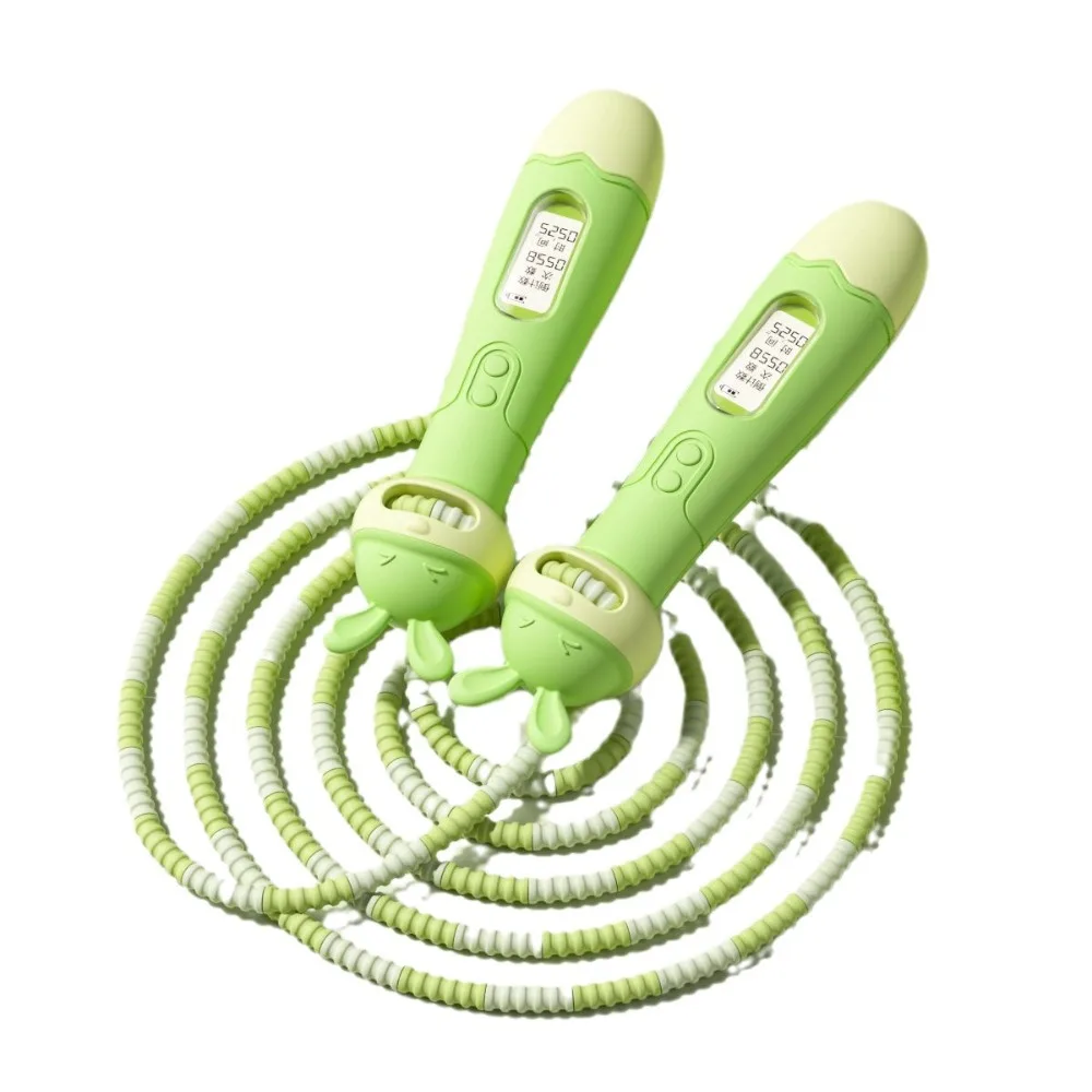 Adjustable Jump Rope with Counter Soft Beads Digital Counter Bamboo Jump Rope Without Tying Knots Creative