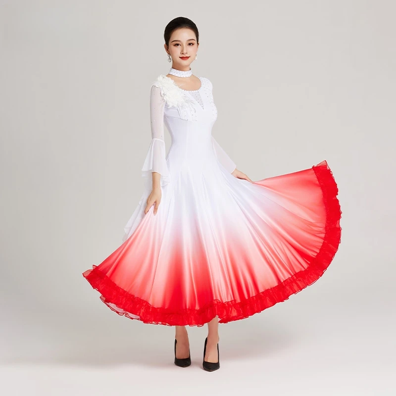 2025 New Women Ballroom Dance Dress Competition Dress Ballroom Waltz Standard Dance Dress Women Ballroom Party Stage Outfit