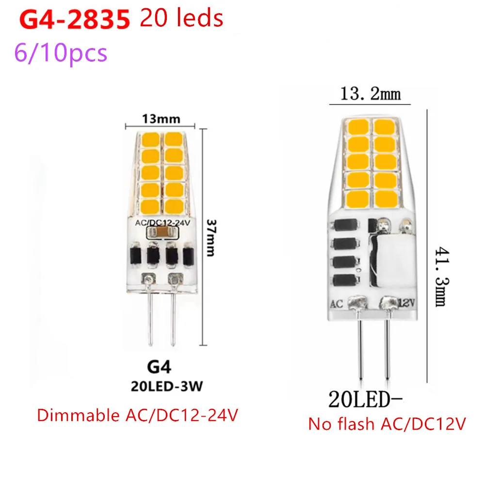 No Flicker/Dimmable SMD2835 LED G4 Bulb LED Light 20 leds Replace Traditional of Halogen Bulb Silica Gel Lamp for Pendant Light