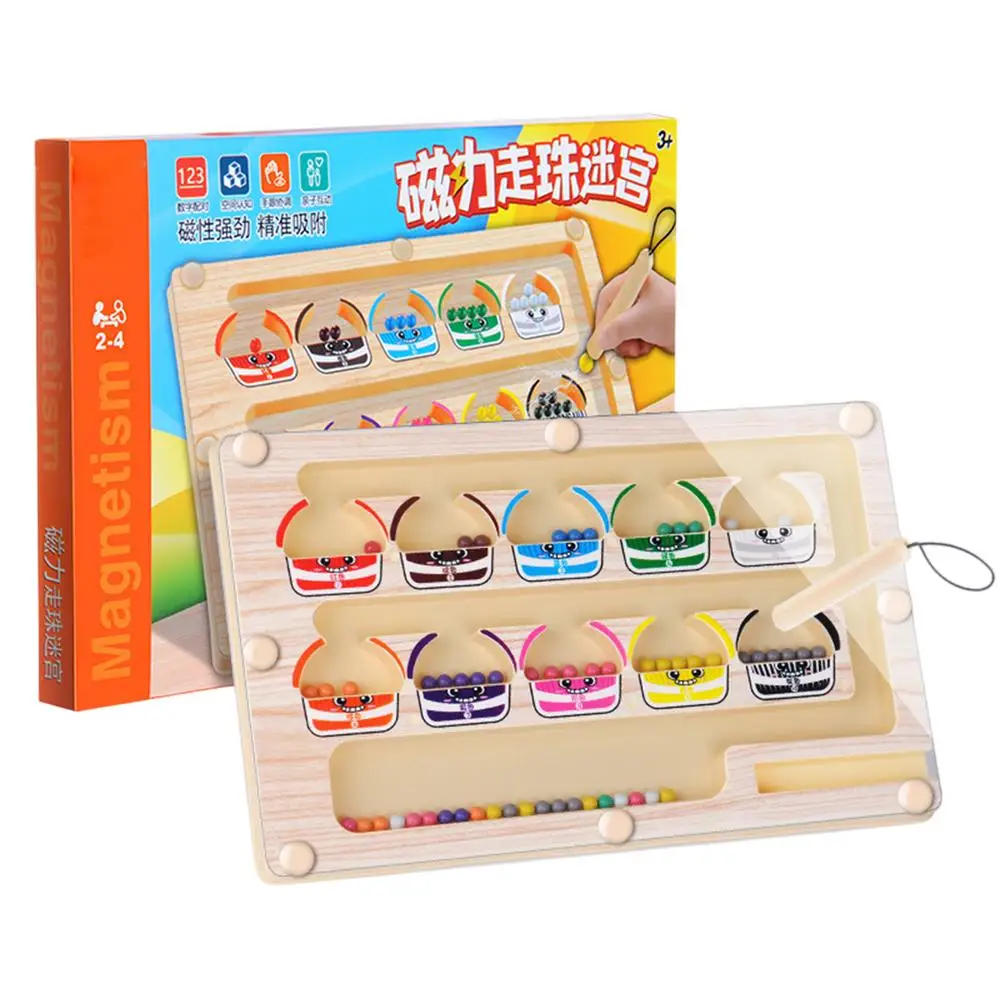 Montessori Magnetische Kleur Sorteren Doolhof Nummer Doolhof Speelgoed Houten Puzzel Activiteitenbord Fijne Motoriek Speelgoed voor Peuters Jongens Meisjes