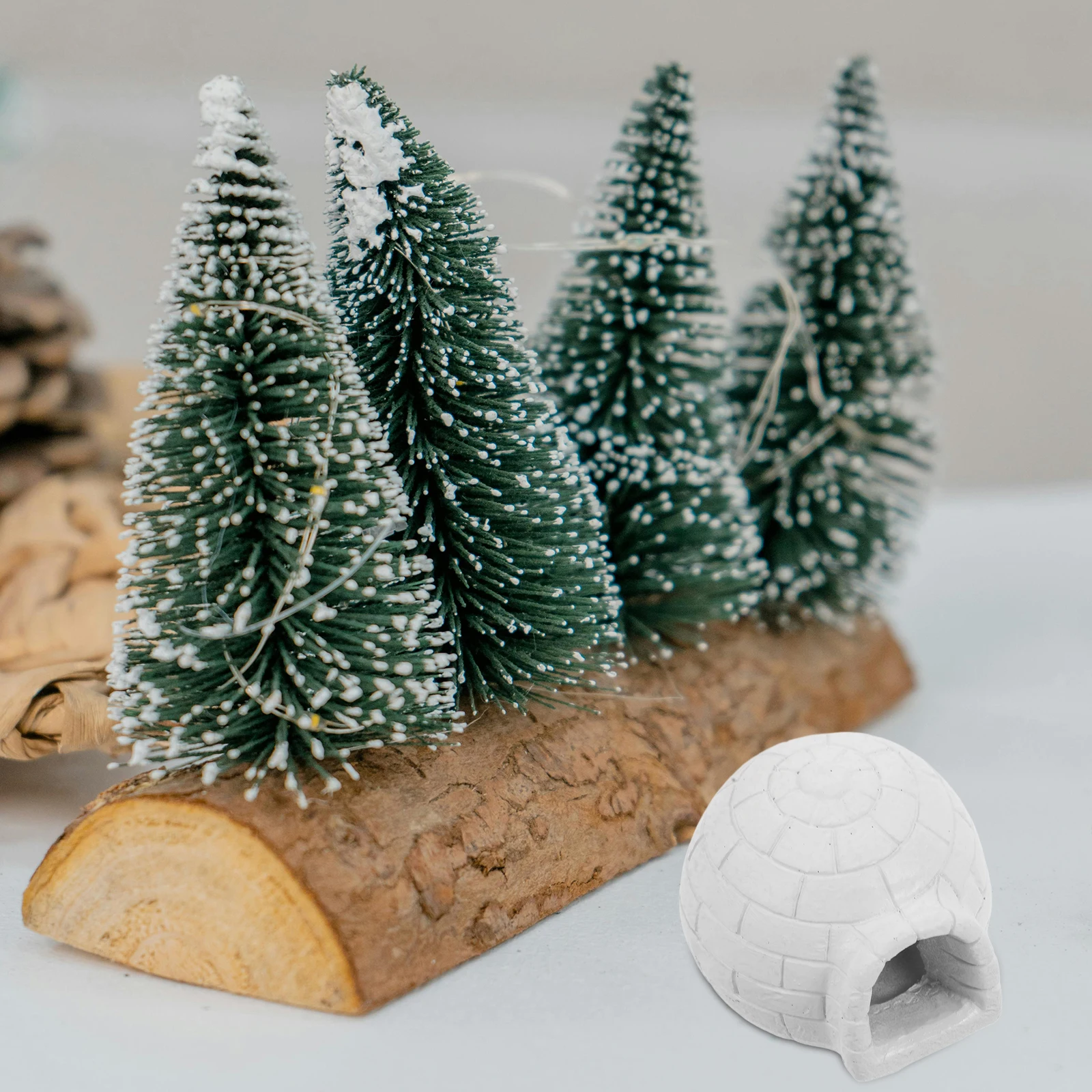 

2pcs Micro Landscape Snow Scene Mini Igloo Diy Kit Realistic Resin Ice House For Holiday Decor Garden Ornament