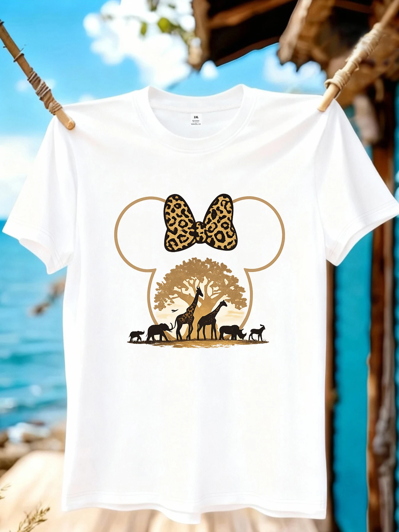 

【WZM1041135】Zoo printed plus size women's round neck summer casual short sleeved street fashion versatile plus size T-shirt