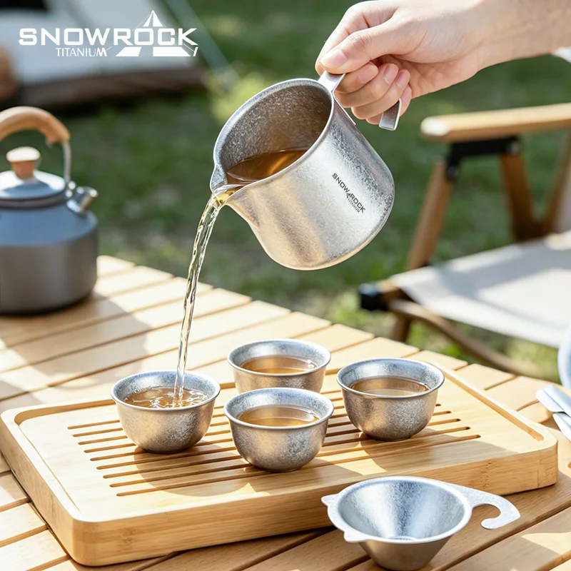 350ml Pure Titanium Tea Infuser/Cup with Handle, High-temperature Crystallization, Antibacterial, Lightweight Travel Tea Set