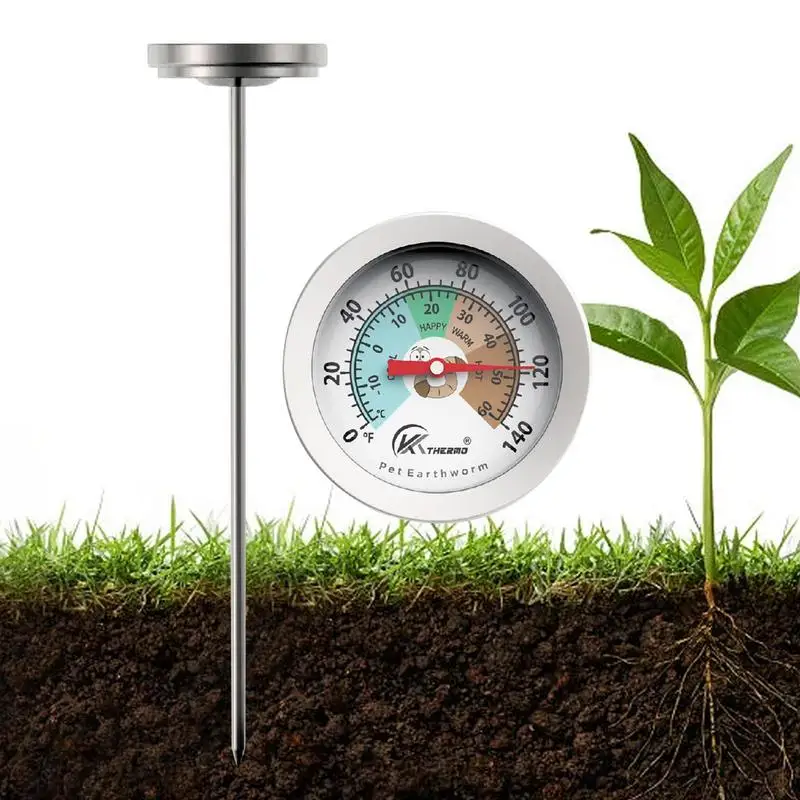 Soil Temperature Gauge Compost, Soil Tester, Meter Measuring Probes, Garden Soil Thermometer, Ground Temperature Thermometer