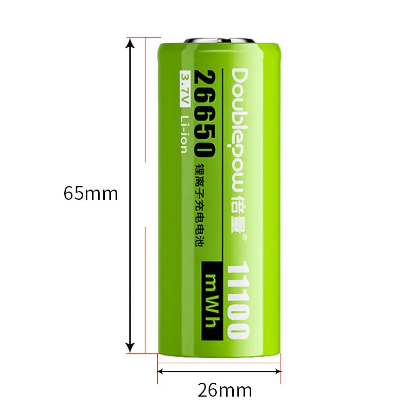 3.7V Battery 26650 11100mWh Rechargeable Lithium Ion Battery for Flashlight Solar Street Light Car Vacuum Cleaner +USB Charger