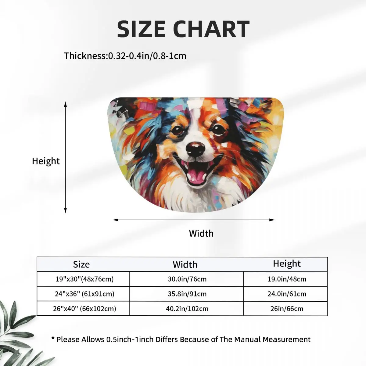 A Papillon Dog Masterpiece Soft Flannel Half Round Doormat Non Slip Bathroom Mat Absorbent Floor Carpet for Living Room