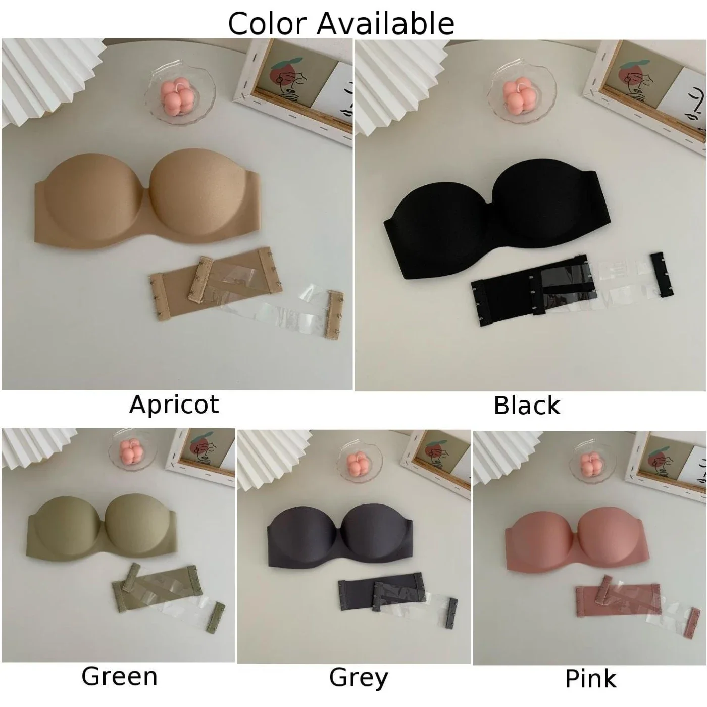 Women Strapless Bras Bra Green InvisibleWith Nylon Pink Seamless Simple And Casual Soft Strapless Bras Apricot