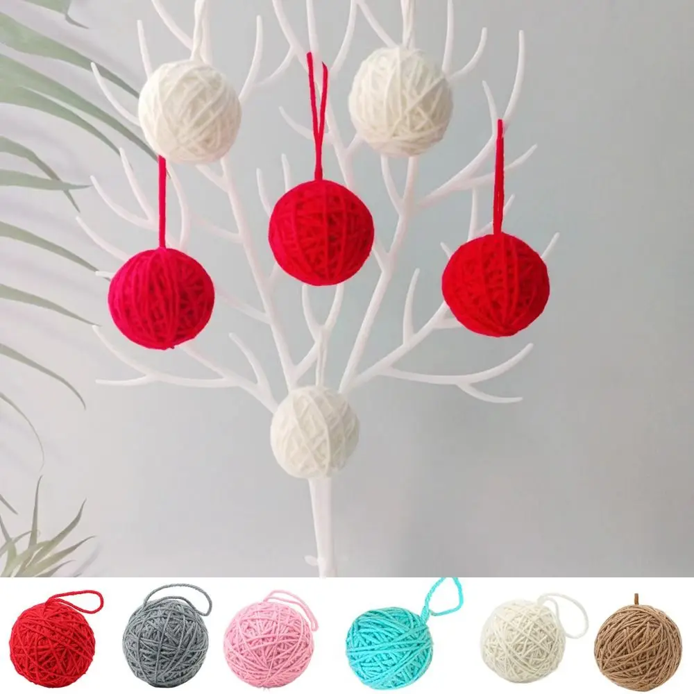 1,97 inch kerstgarenbal handgewonden decoratieve kerstwollen bal hangende kleurrijke kerstboomhanger