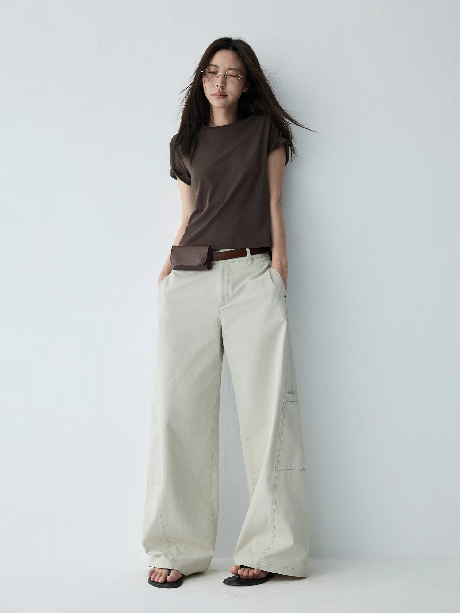 Caramel T 60s Twisted Craft Vintage Brown Shoulder Loose Short Sleeve T Shirt Casual Style round Neck Cotton Blend Women Top