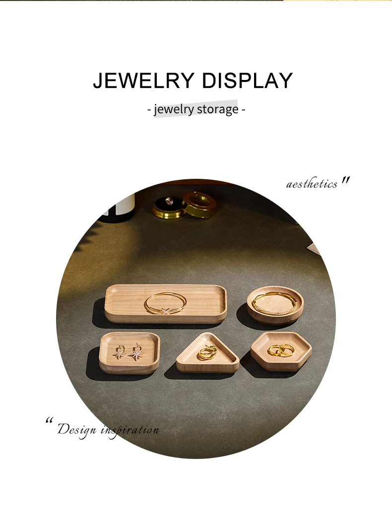 Oirlv Wooden Jewelry Tray Set Ring Storage Box Necklace Display Stand Watch Storage Box Entrance Decoration Car Key Organizer