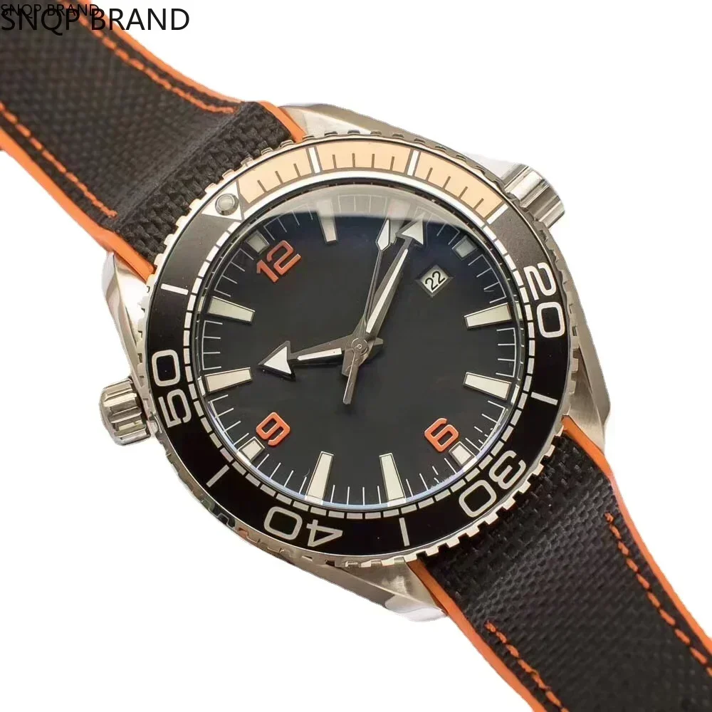 Luxury New Mens Automatic Mechanical Watch Canvas Orange Rubber Reloj Hombre