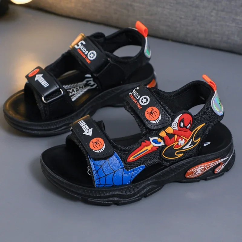 Disney Anime Spiderman Sandals for Kids Anti-slip Slippers Summer Boys Breathable Outdoor Shoes Kids Beach Shoes Size 26-37