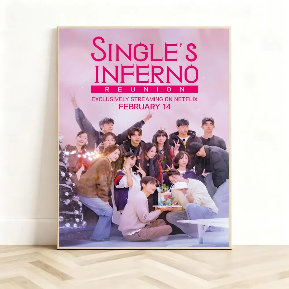 Reality Dating Show S-Singles Inferno Poster Classic Self-Adhesive PP Wall Sticker for Living Room Bar Decor Gift