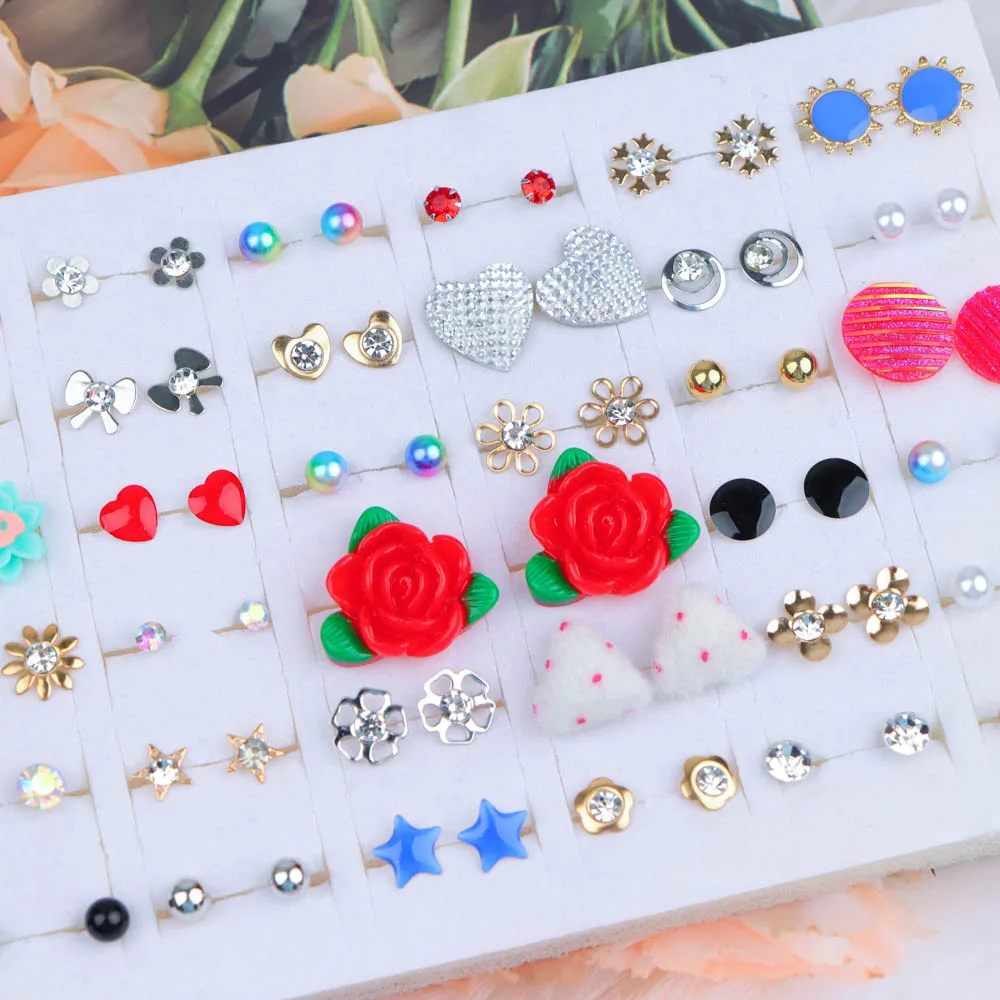 10/20/30/50Sets/Lot Sweet Romantic Colorful Love Flower Women's Earring Sets, Daily Gifts, Jewelry Gifts, Randomly Shipped