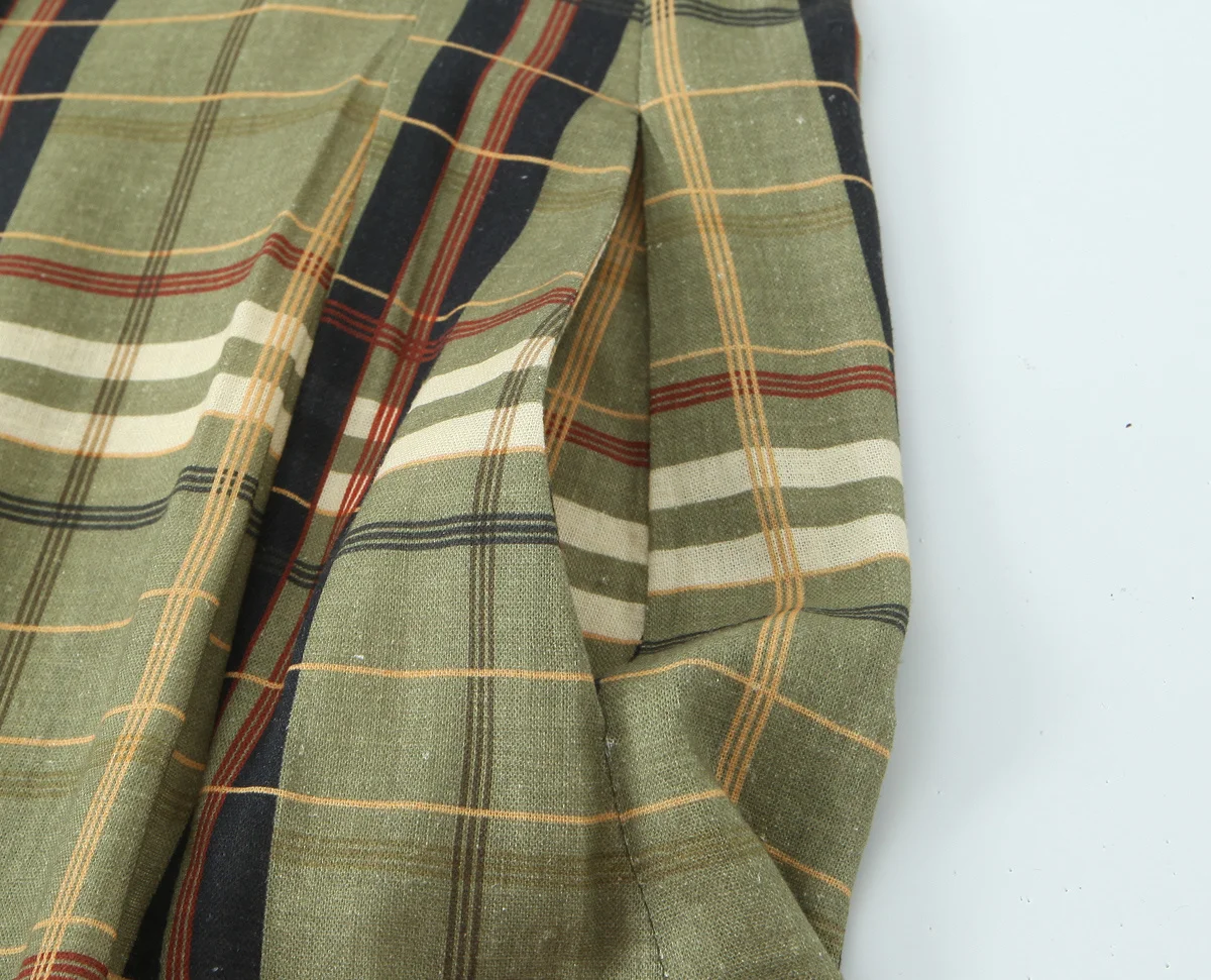 ZEVITY 2026 New Women Vintage Color Match Plaid Print Wide Leg Straight Pants Female Casual Slim Long Trousers Mujer P9519