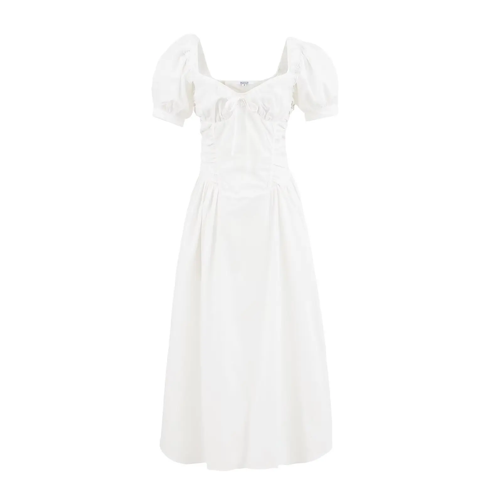 2025 White Lace Splicing Short Sleeve Summer Dress V-Neck Slim Waist A-Line Midi Dresses Casual Holiday Boho Beach Dress