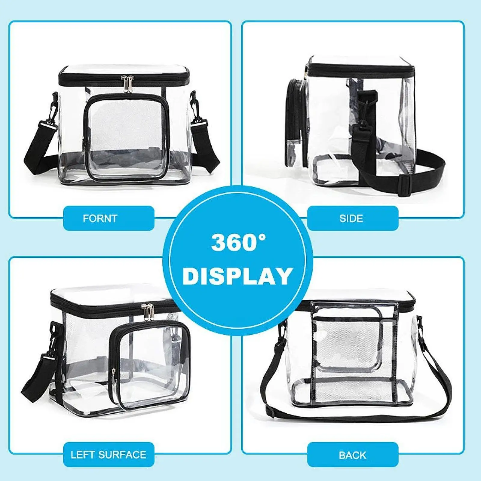 

Transparent Storage Bag PVC Zip Waterproof Casual Lightweight Versatile