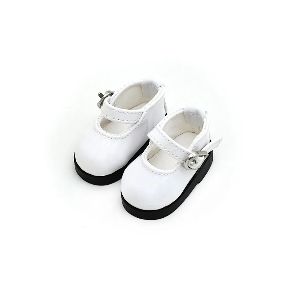 

1 Pair Leather Shoes Doll Canvas Shoes Round Toe Mary Jane Shoes 1/6 Scale PU Leather Shoes Cartoon 5cm Doll Mini Sports Shoes