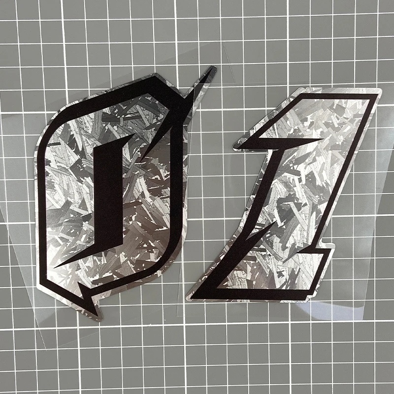 1PC Silver Carbon Fiber Vinyl Number Motorcycle Sticker Waterproof DlY Helemt Front Windshield Fuel Tank Scooter Vinyl Decal image 5