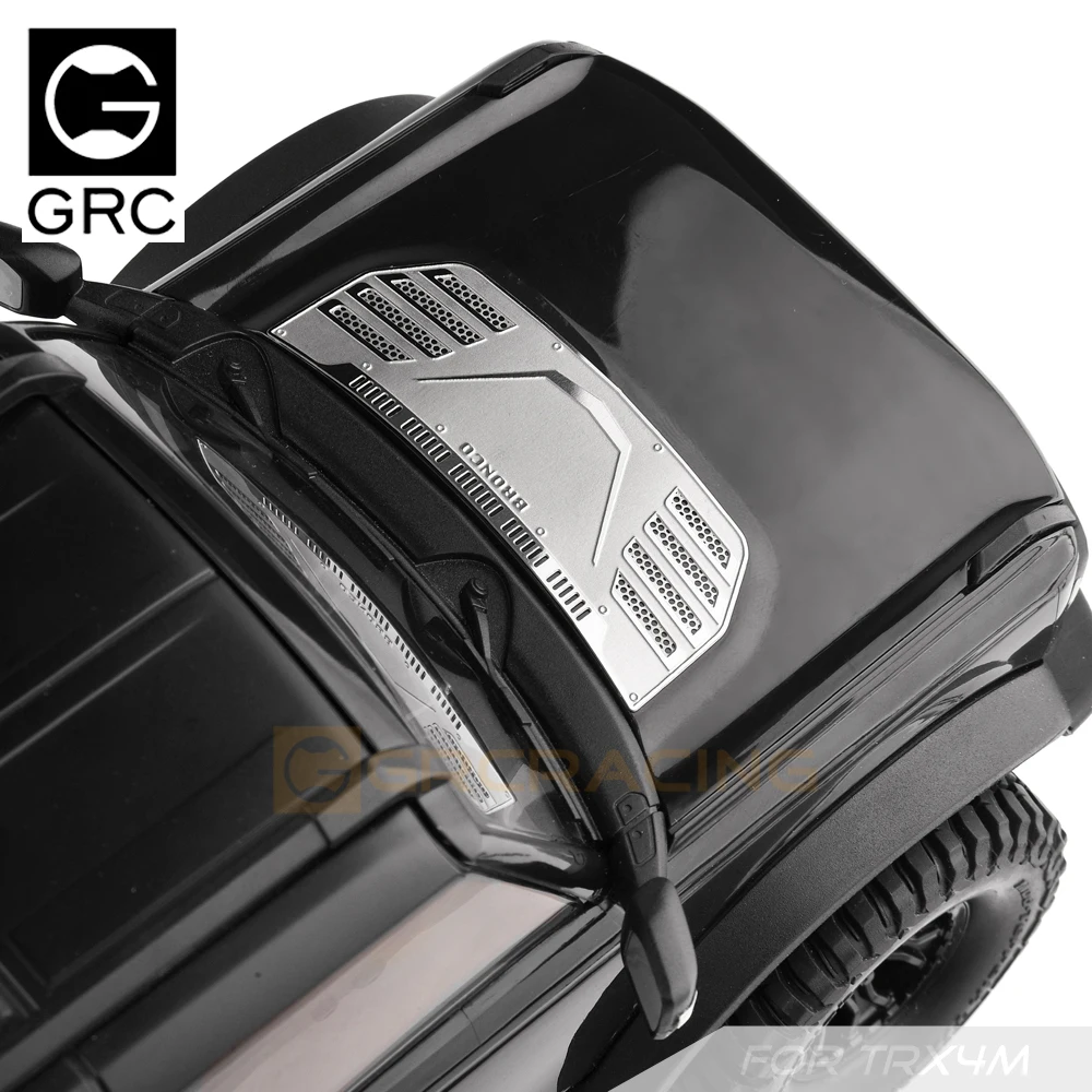 Decorazione del cofano Simulazione in acciaio inossidabile in stile F Guscio per auto Foglio protettivo in metallo G179fs per 1/18 Traxxas Trx-4m Bronco Trx4m