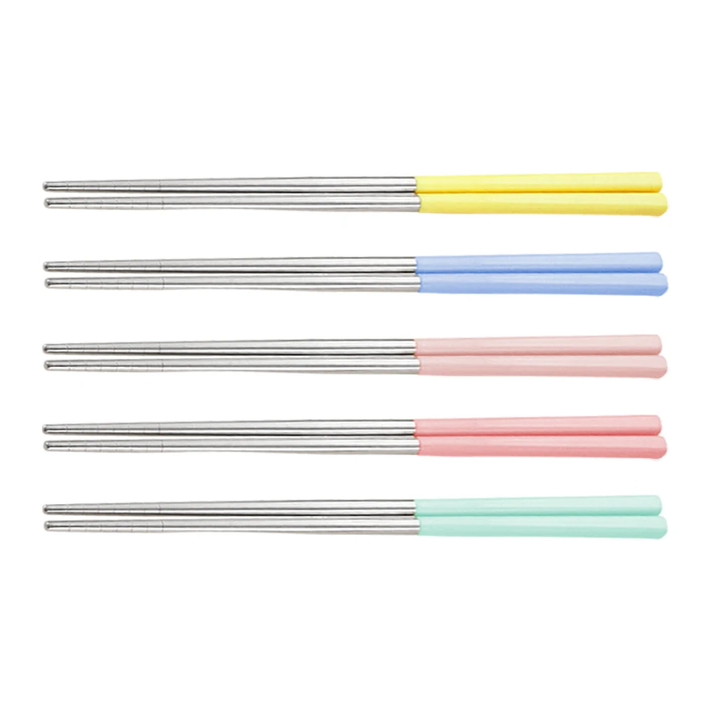 

5 Pairs Stainless Steel Chopstick Set Reusable Luxury Kitchen Tableware Non Slip Household Canteen Restaurant Utensils