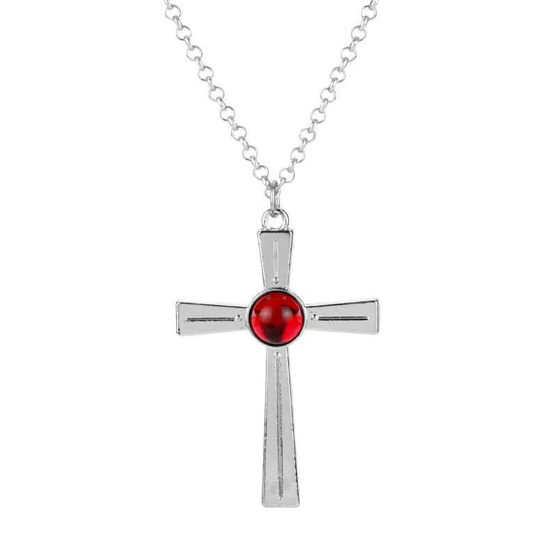 

Fashion Vampire Cross Pendant Necklace Long Chain Jewelry Women Men Hip Hip Colar Gifts