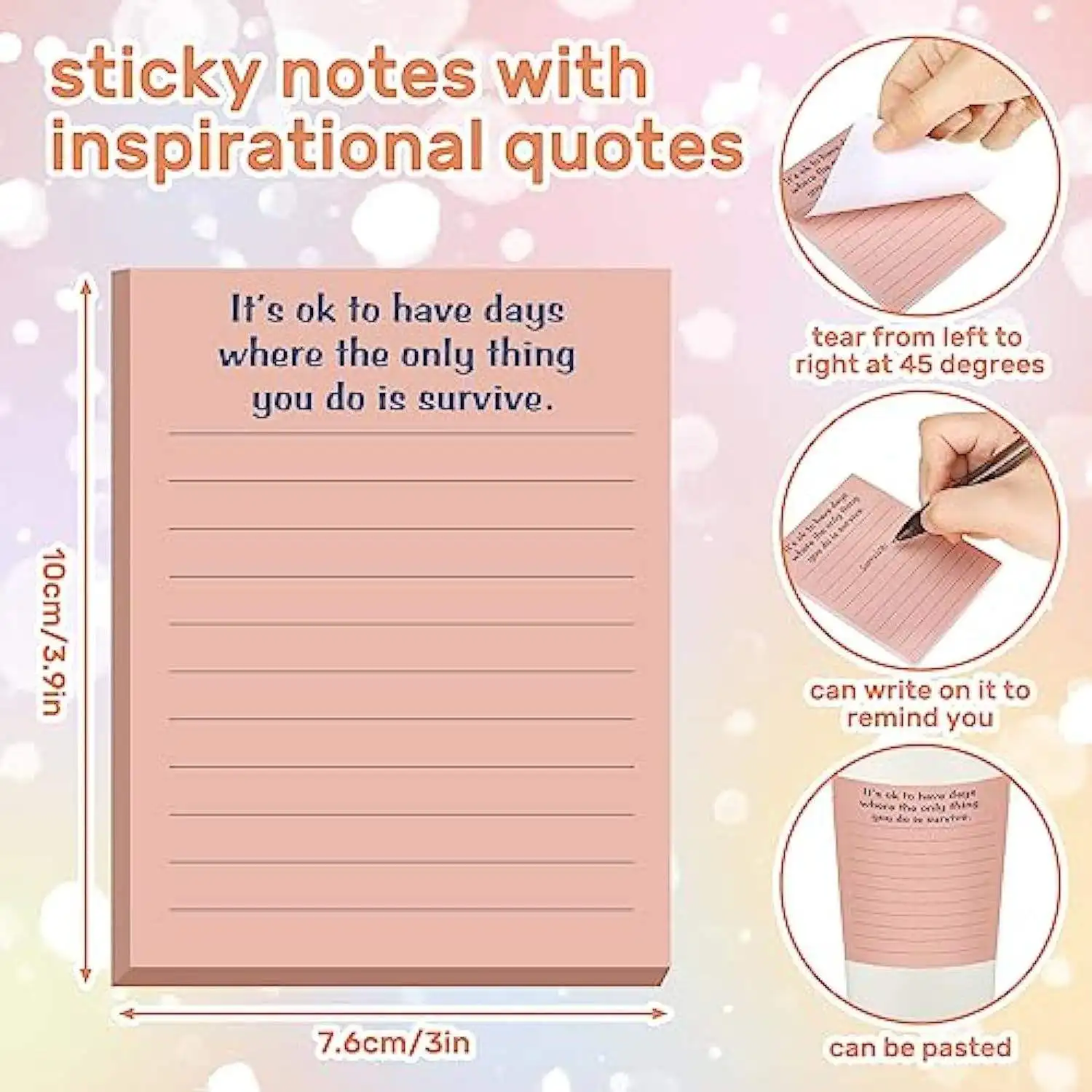 8 pz/set all'ingrosso Stock Mental Health Combo Planner Sticky Note Decoration Memo Pad autoadesivo per fare la lista