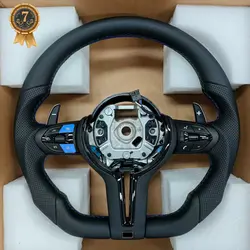 For BMW E70 E71 E84 E92 E93 E87 E82 F20 F30 F87 M3 M5 F10 F45 F15 F48 M3 M5 Black Chrome M Sport Style Wheel Leather Steering