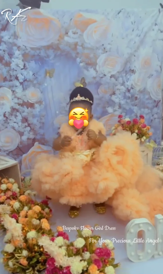 Puffy Flower Girl Dress For Wedding Birthday Pageant Formal Gowns A-Line Long Train Tulle Sleeveless Backless Kids Princess Gown