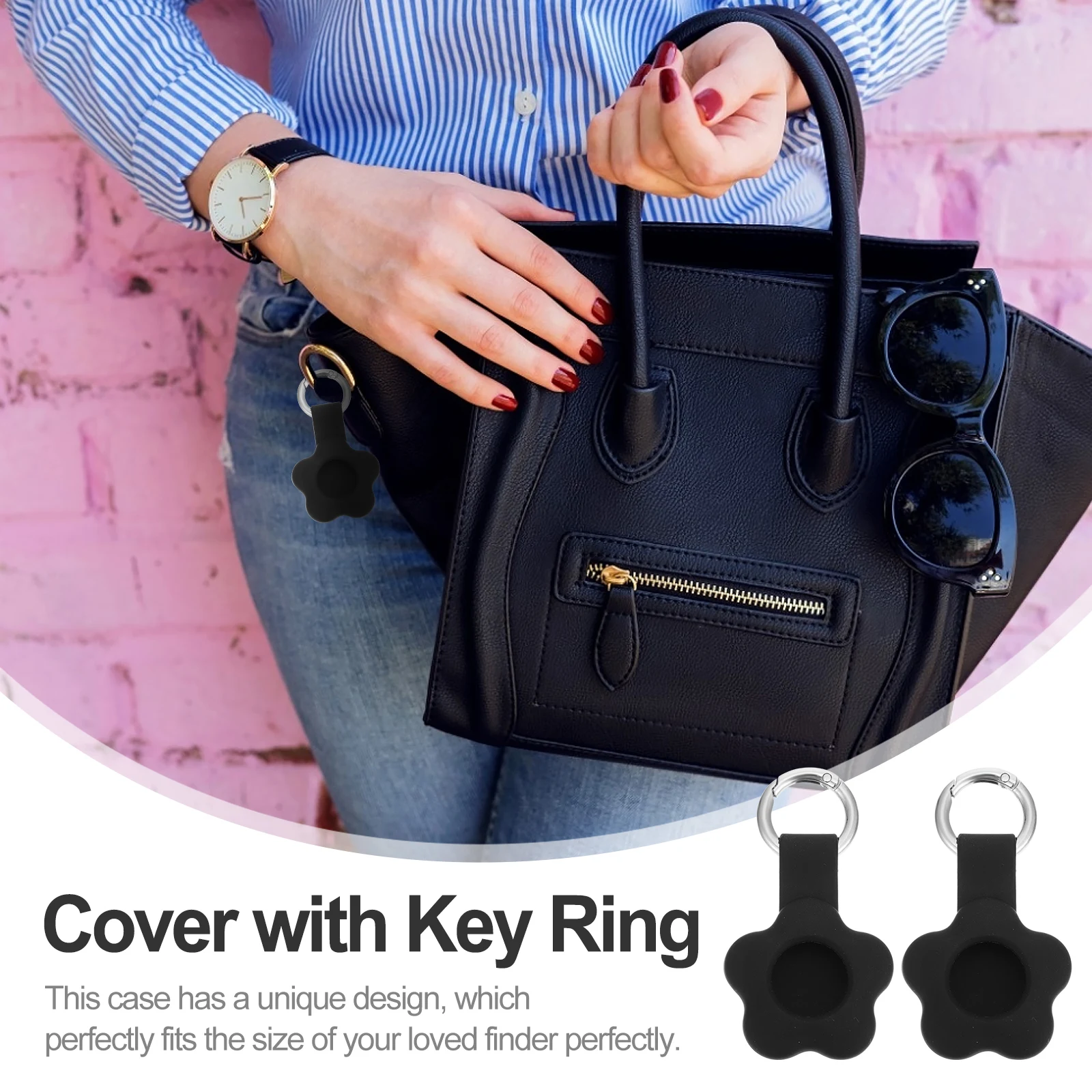 

2 Pcs Tracker Cover Protective Case Shock Absorbing Keychain Ring Compatible Accessories